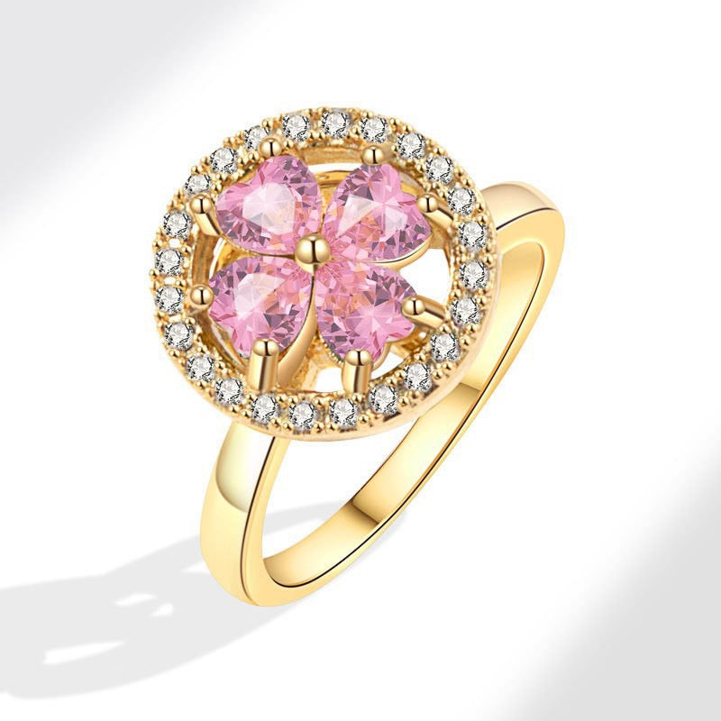 Four-Leaf Clover Rotating Disc Ring