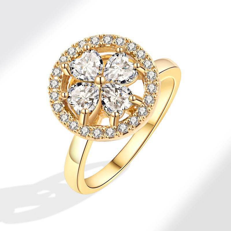 Four-Leaf Clover Rotating Disc Ring
