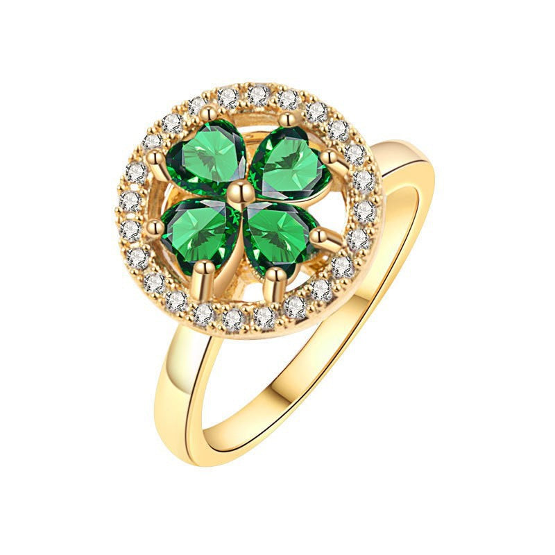 Four-Leaf Clover Rotating Disc Ring