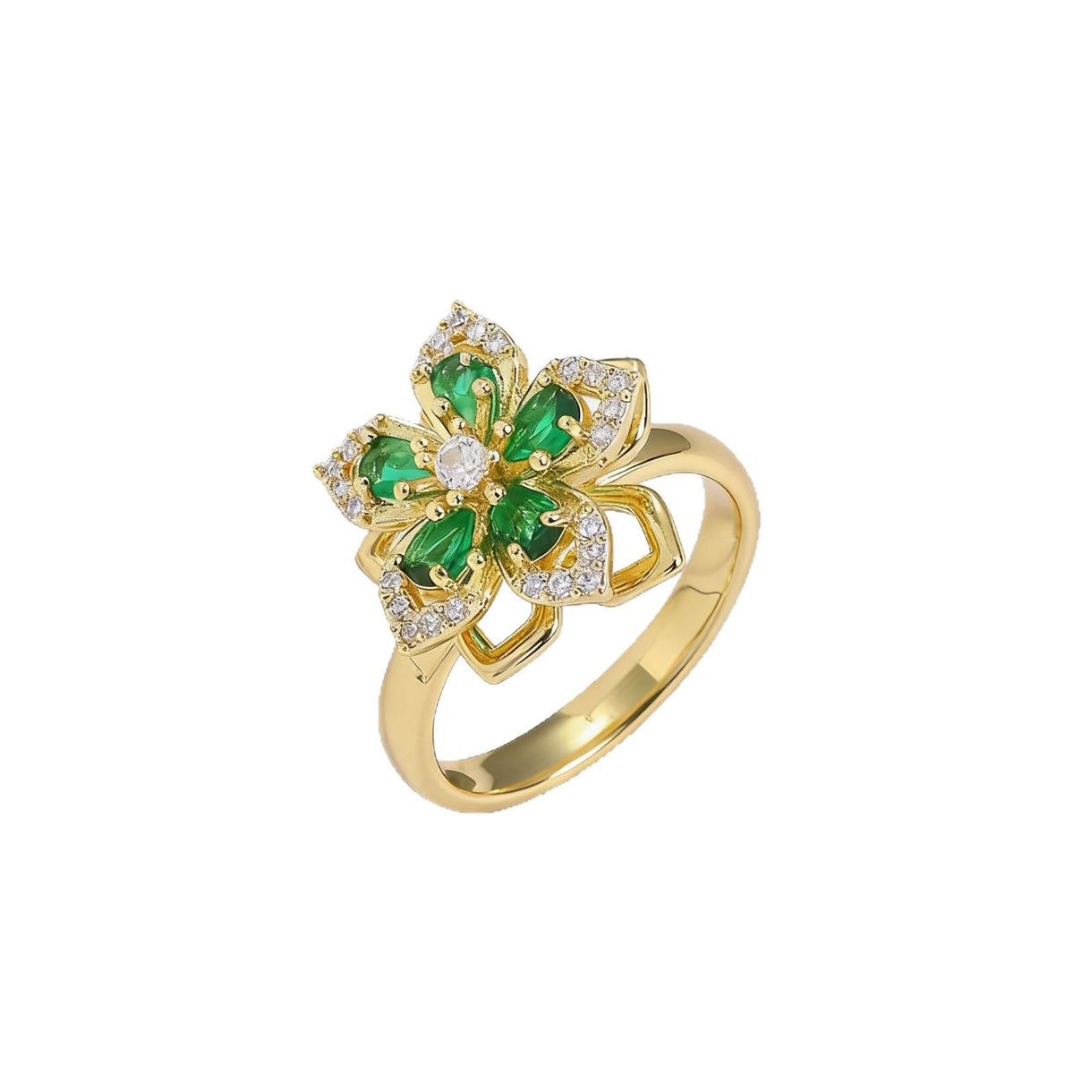 Rotating Diamond Flower Ring