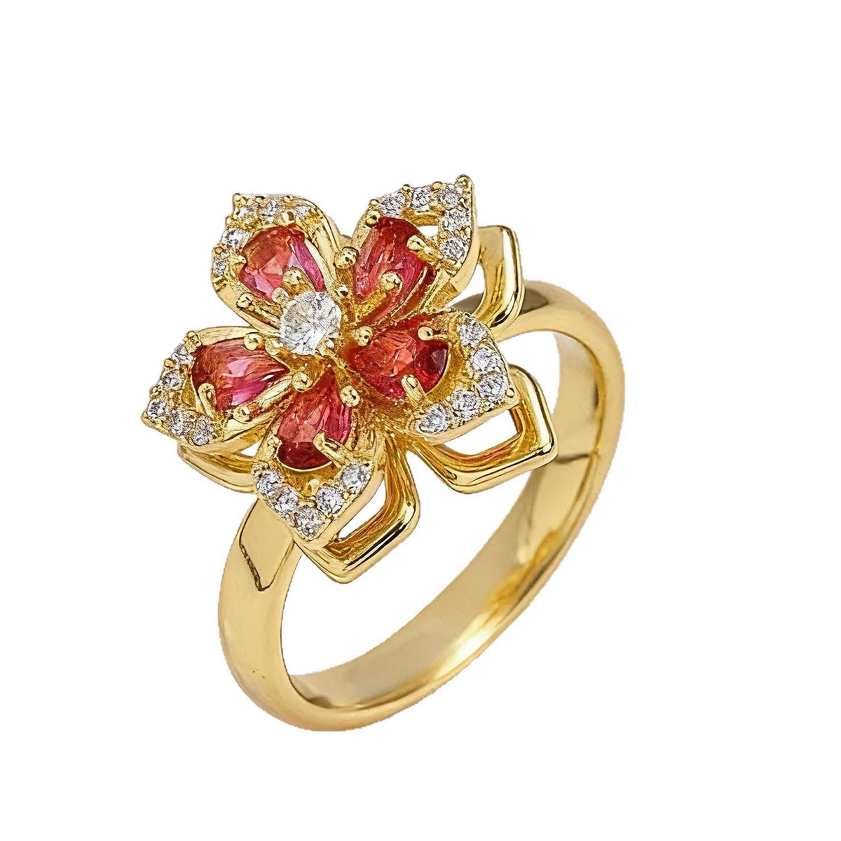 Rotating Diamond Flower Ring