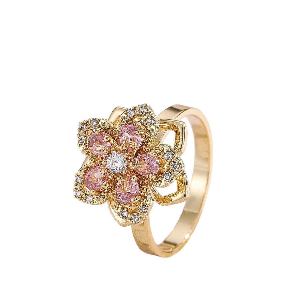 Rotating Diamond Flower Ring