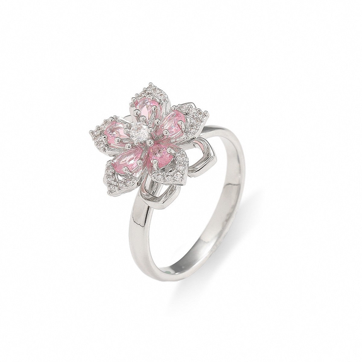 Rotating Diamond Flower Ring